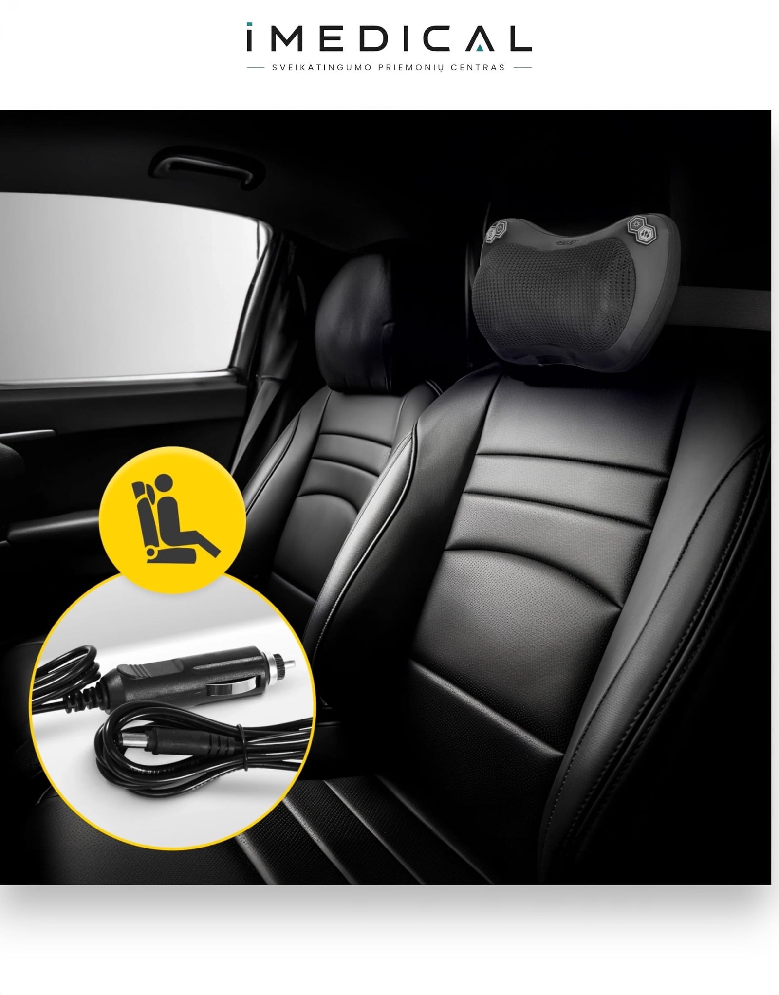 Masažinė Pagalvėlė SHIATSU PRO+ automobilinis masazuoklis imedical.lt fs