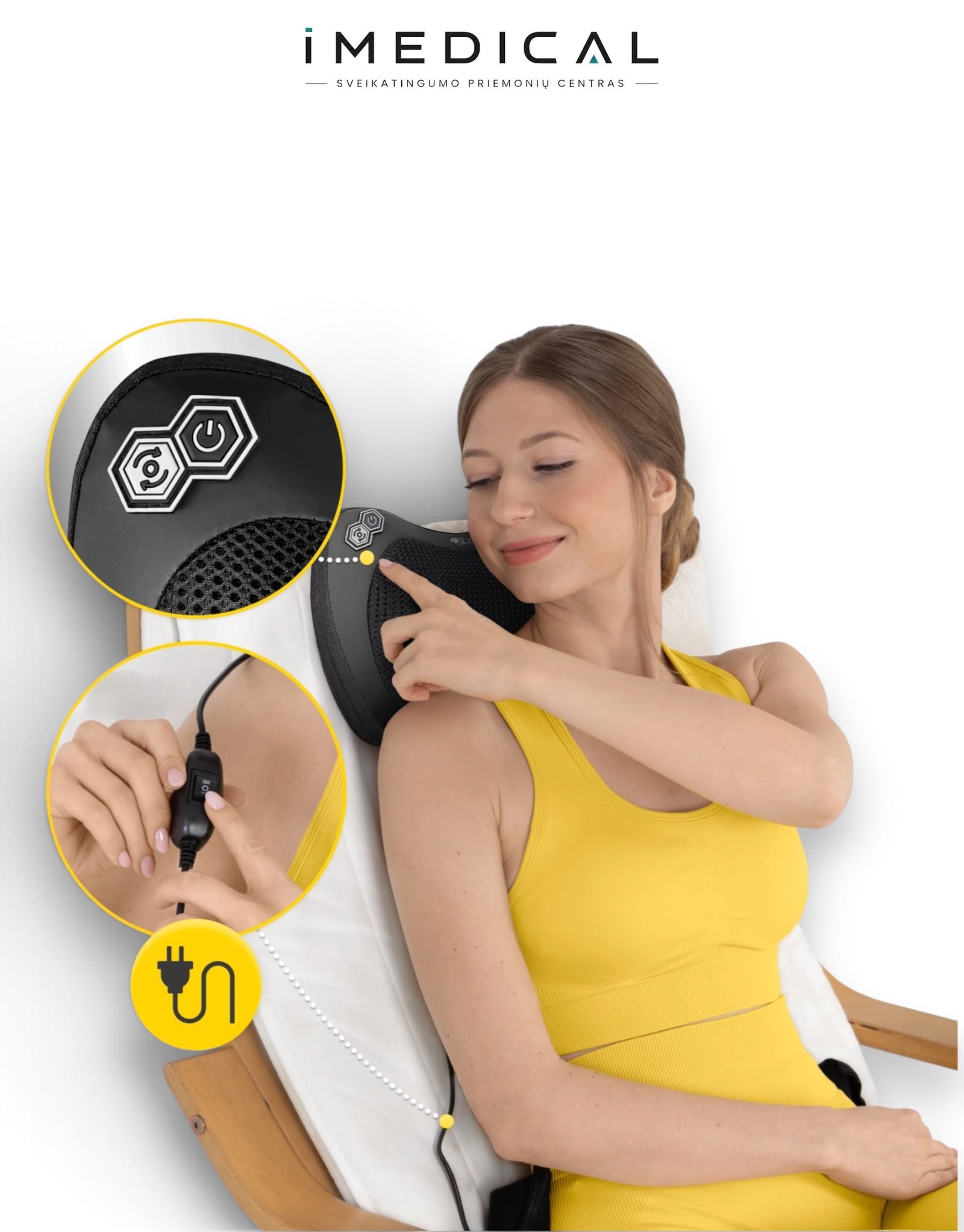 Masažinė Pagalvėlė SHIATSU PRO+ pečių masažuoklis